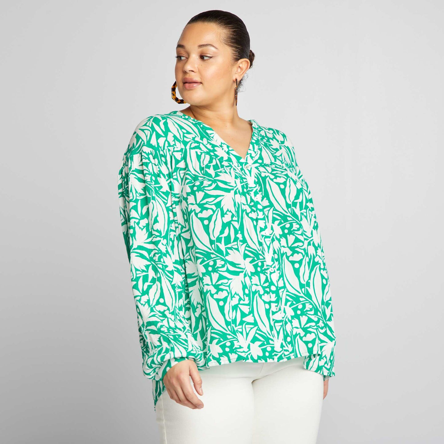 Blusa vaporosa estampada VERDE