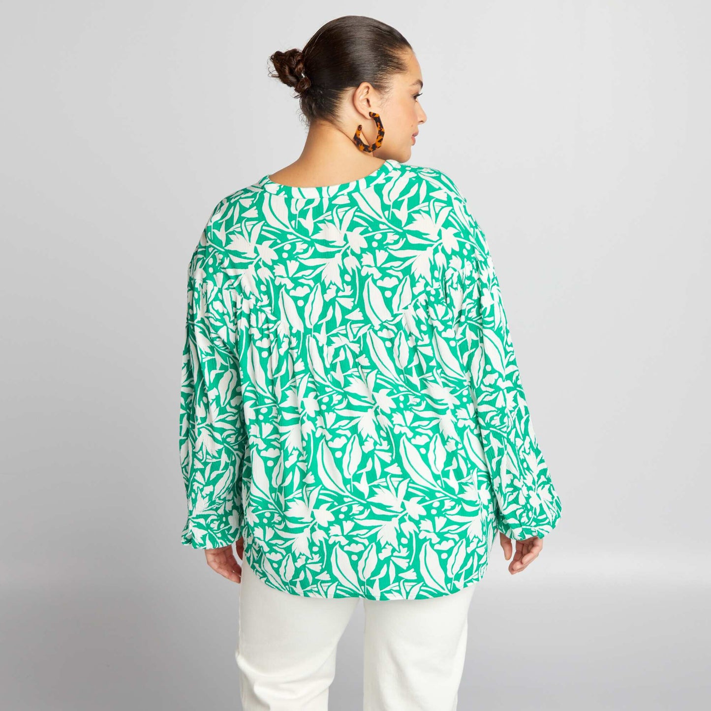 Blusa vaporosa estampada VERDE