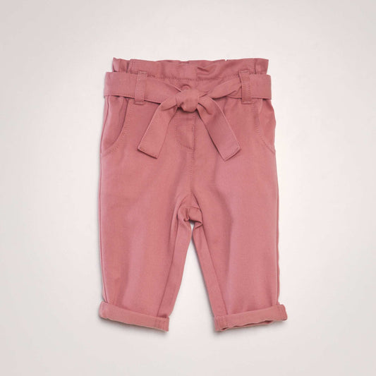 Pantalón con cinturón anudable rosa