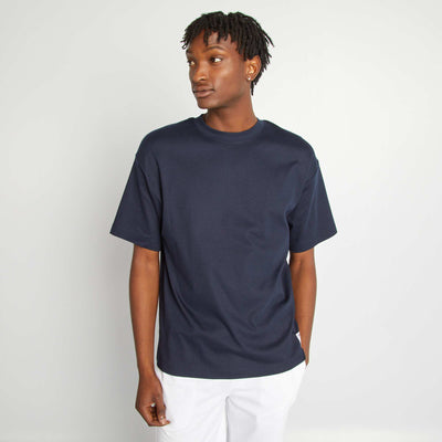 Camiseta de algodón con cuello redondo AZUL