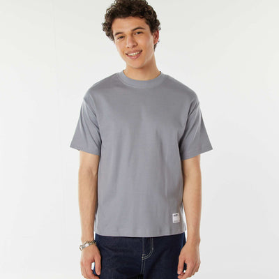 Camiseta de algodón con cuello redondo AZUL