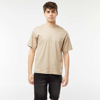 Camiseta de algodón con cuello redondo MARRON