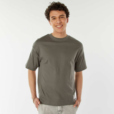 Camiseta de algodón con cuello redondo VERDE