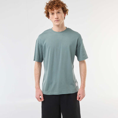 Camiseta de algodón con cuello redondo AZUL