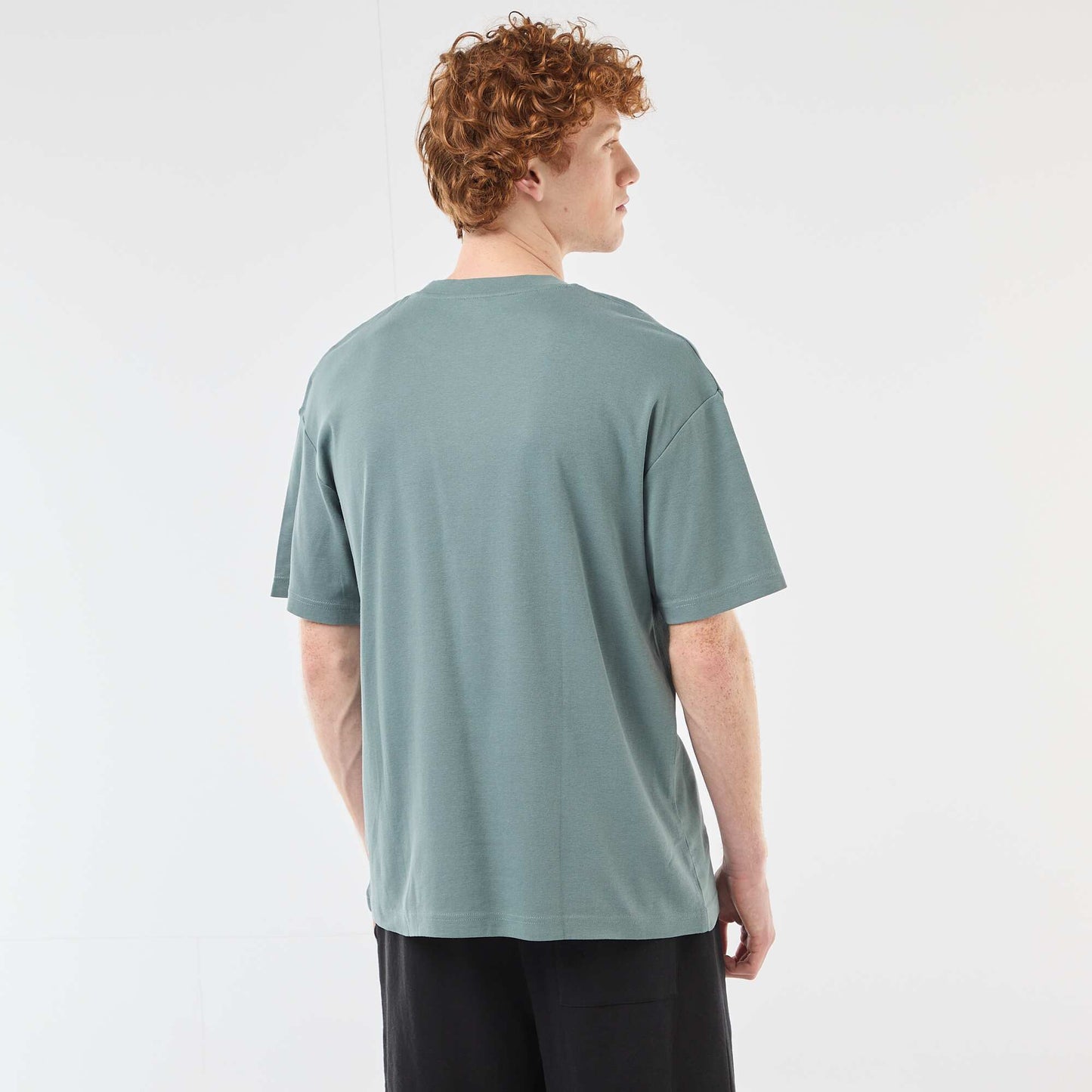 Camiseta de algodón con cuello redondo AZUL