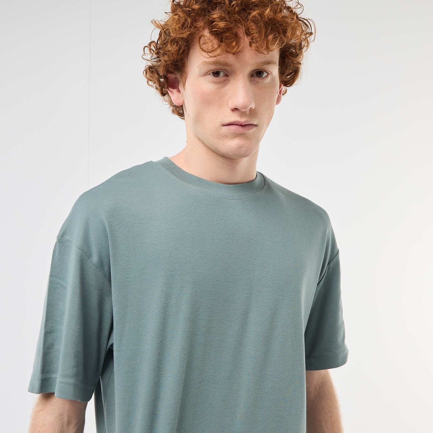 Camiseta de algodón con cuello redondo AZUL