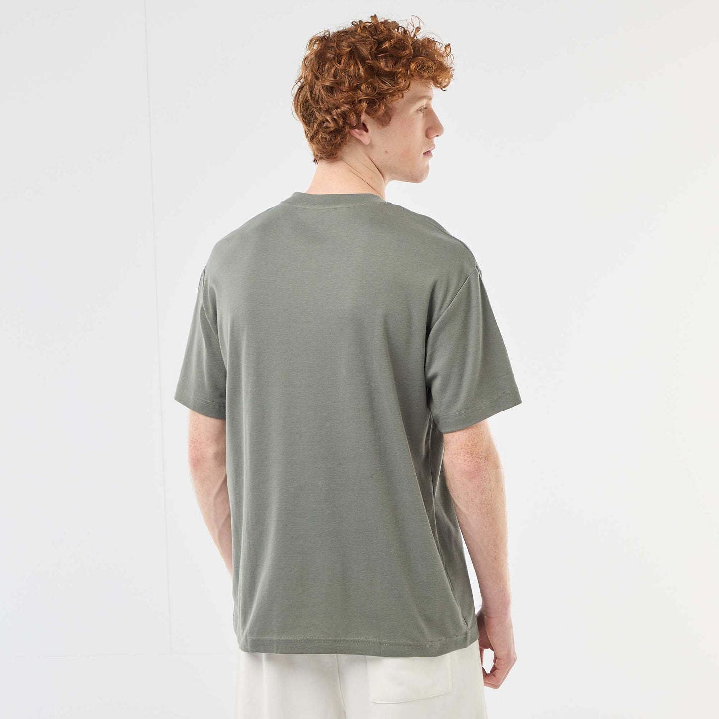 Camiseta de algodón con cuello redondo KAKI