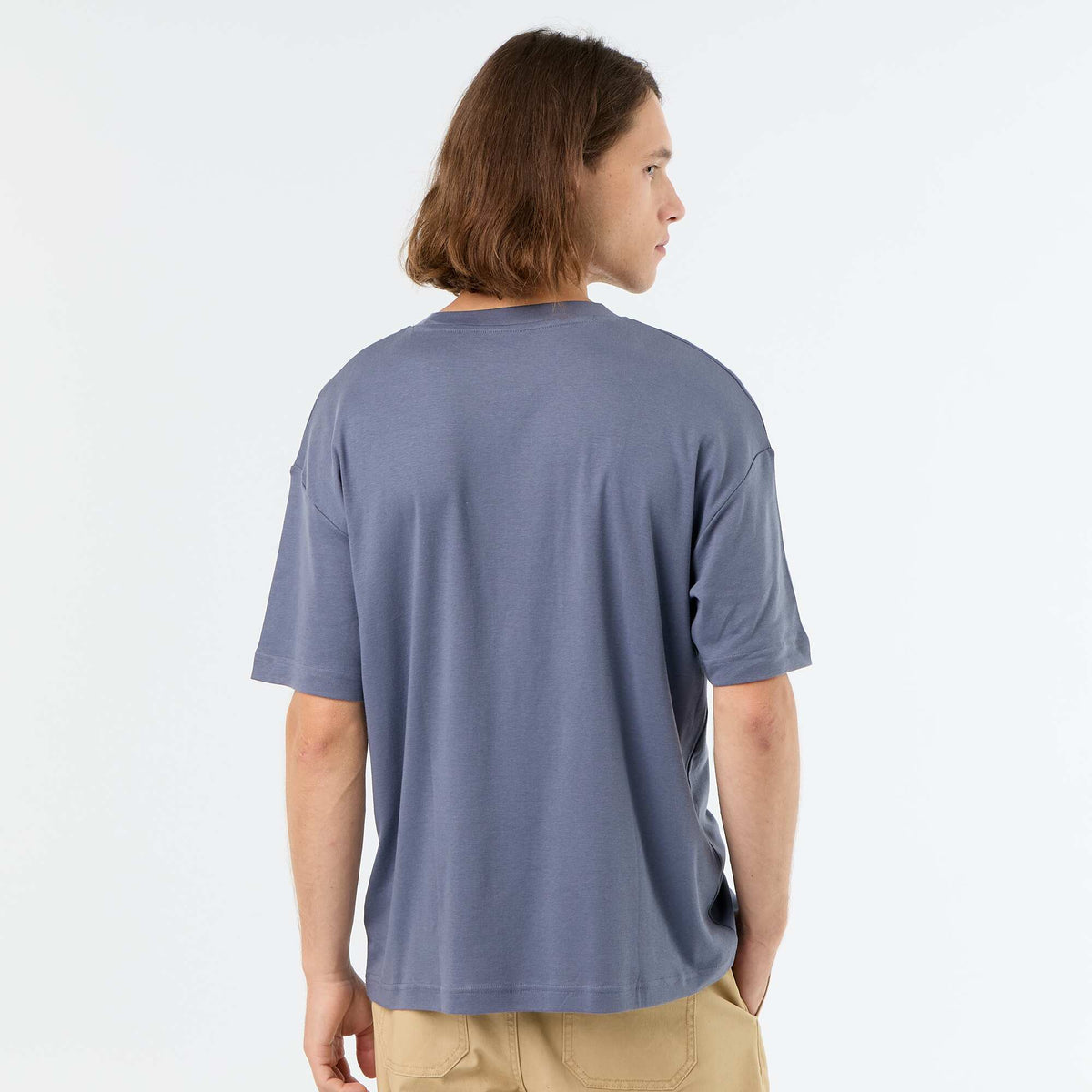 Camiseta de algodón con cuello redondo GRIS