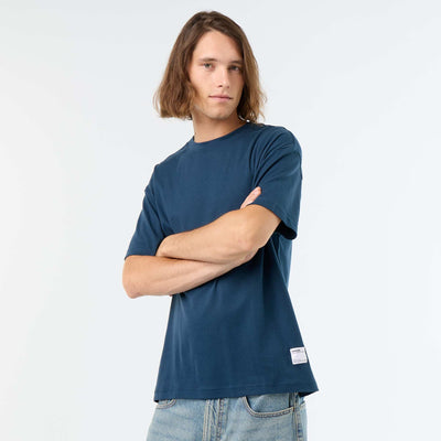 Camiseta de algodón con cuello redondo AZUL
