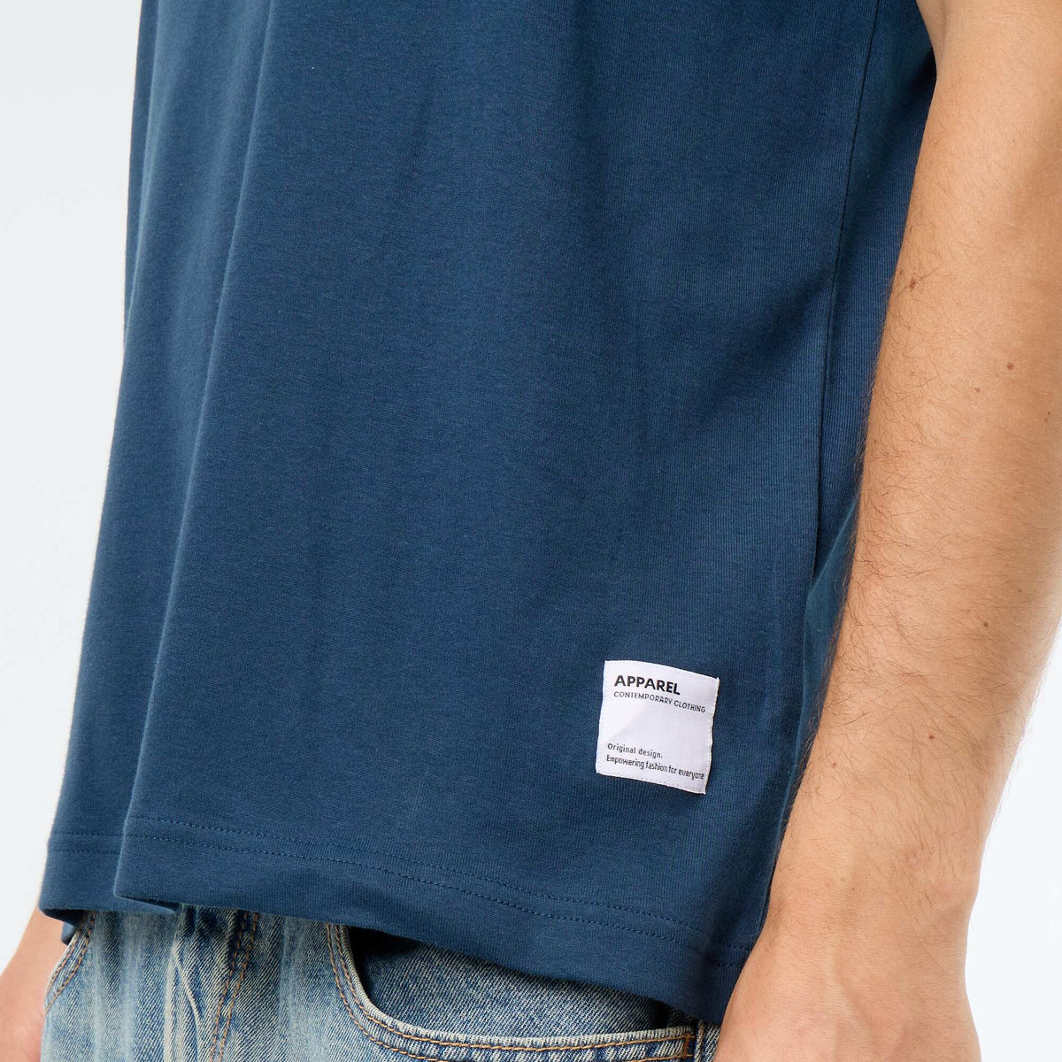 Camiseta de algodón con cuello redondo AZUL