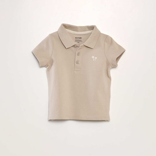 Remera de piqué de algodón 'palmeras' BEIGE