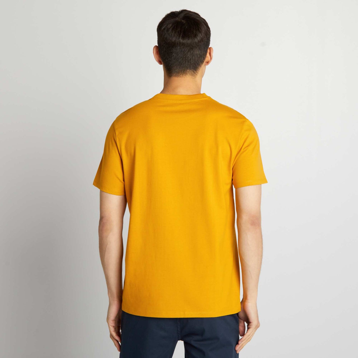 Camiseta de algodón con cuello redondo AMARILLO