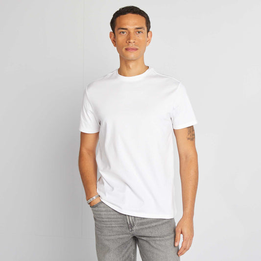 Camiseta de algodón con cuello redondo BLANCO