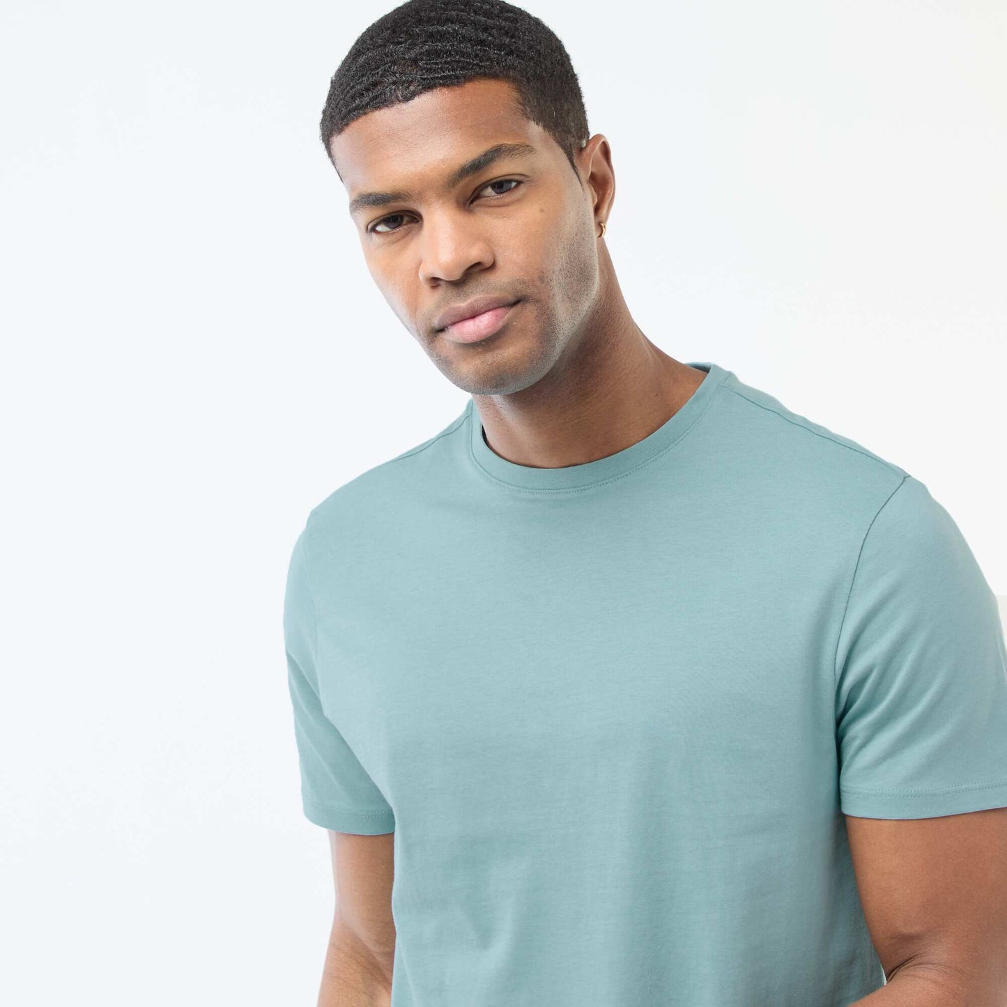 Camiseta de algodón con cuello redondo AZUL