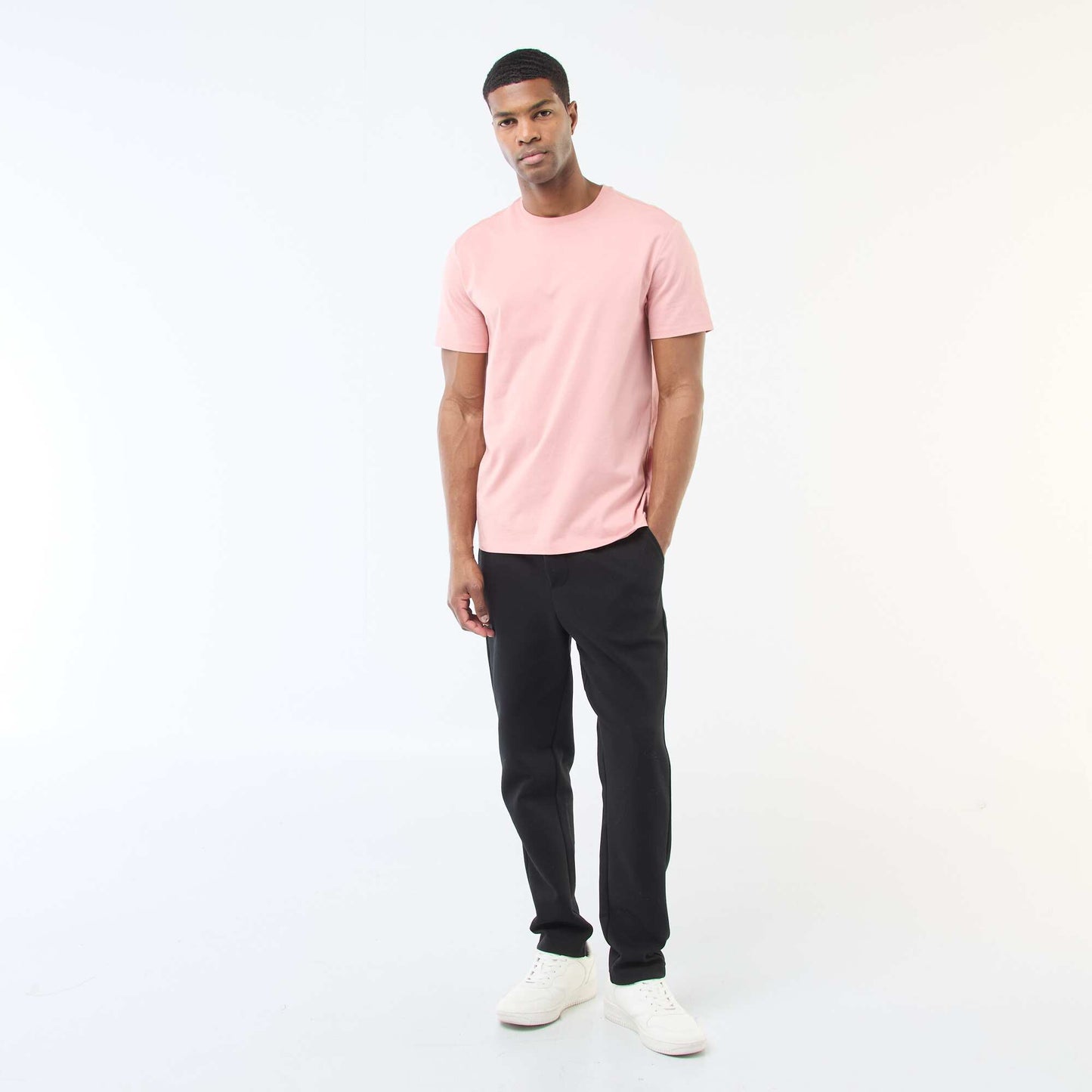 Camiseta de algodón con cuello redondo ROSA