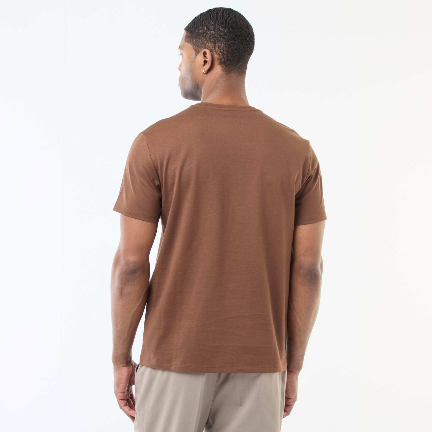 Camiseta de algodón con cuello redondo MARRON