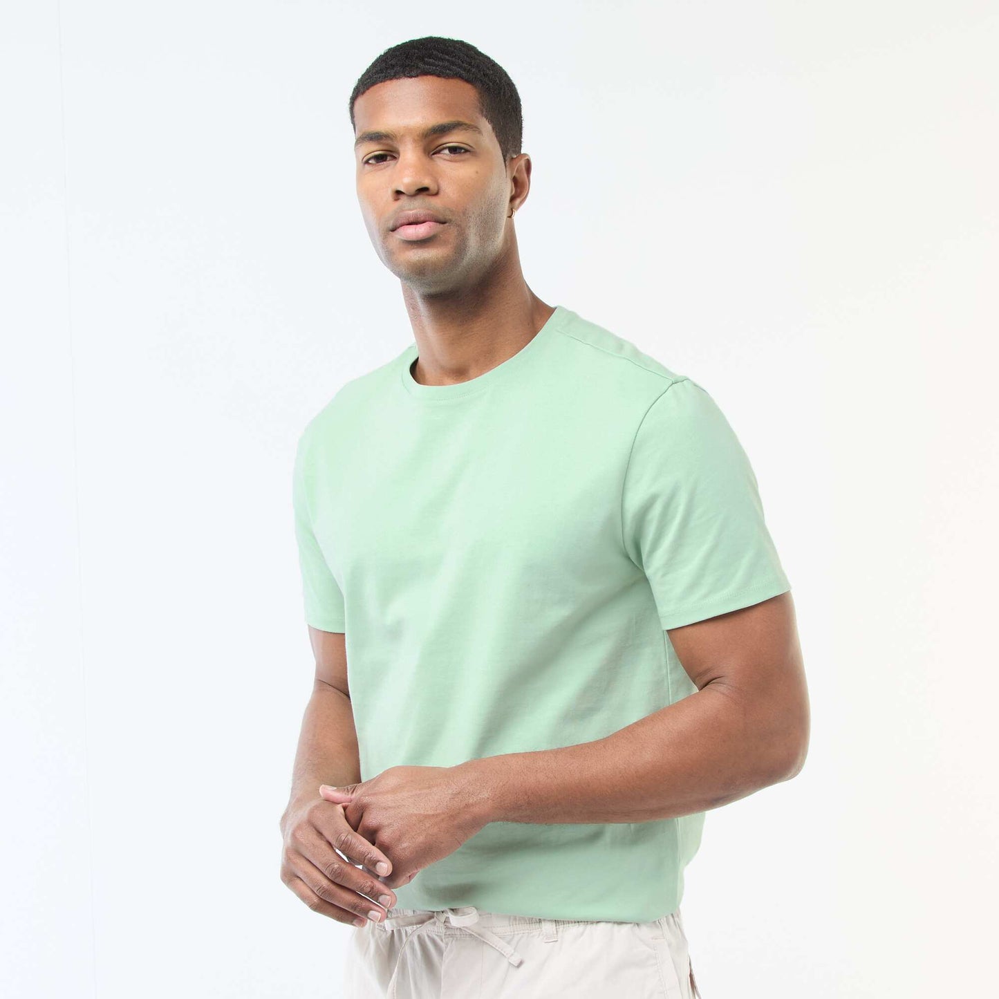Camiseta de algodón con cuello redondo VERDE