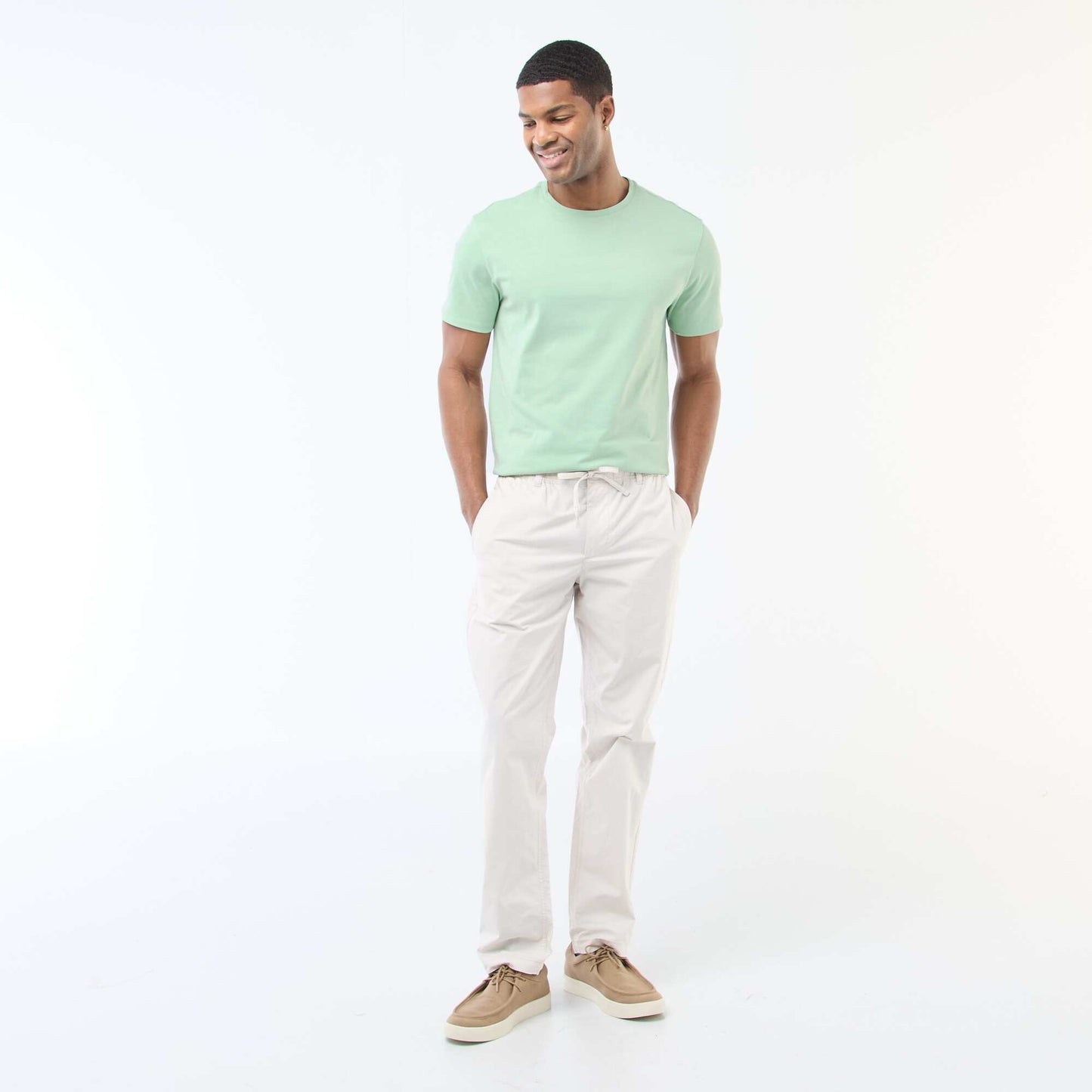 Camiseta de algodón con cuello redondo VERDE