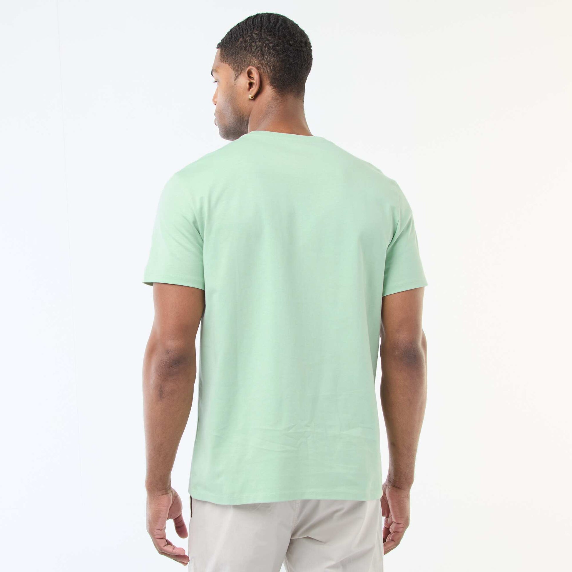 Camiseta de algodón con cuello redondo VERDE