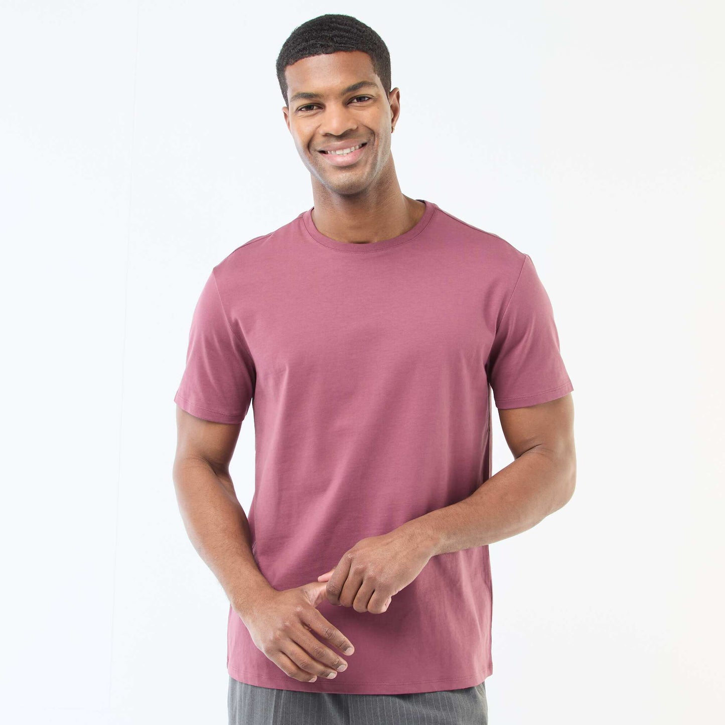 Camiseta de algodón con cuello redondo ROSA