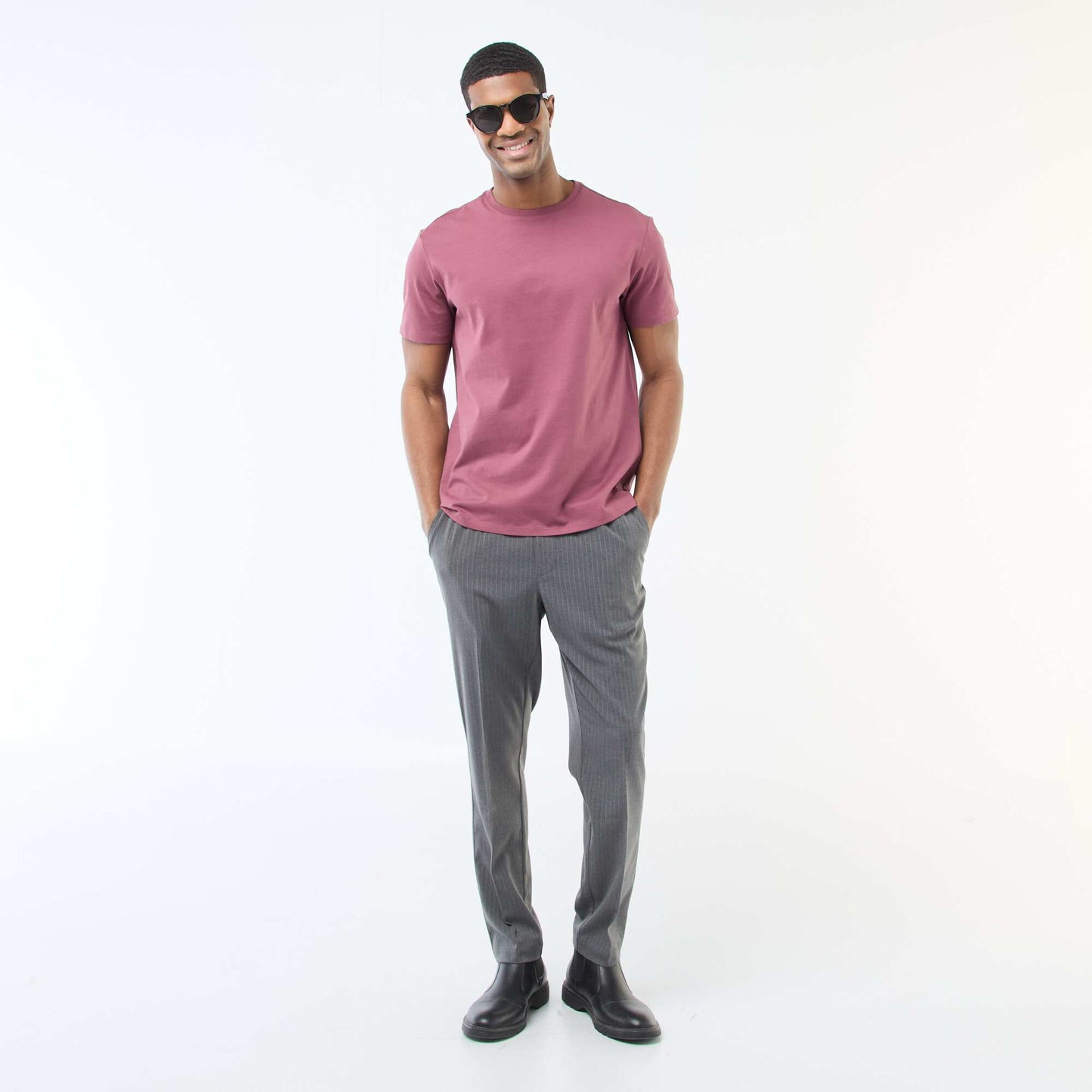 Camiseta de algodón con cuello redondo ROSA