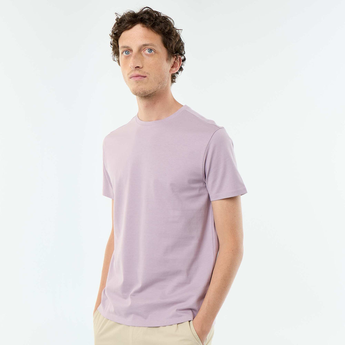 Camiseta de algodón con cuello redondo ROSA