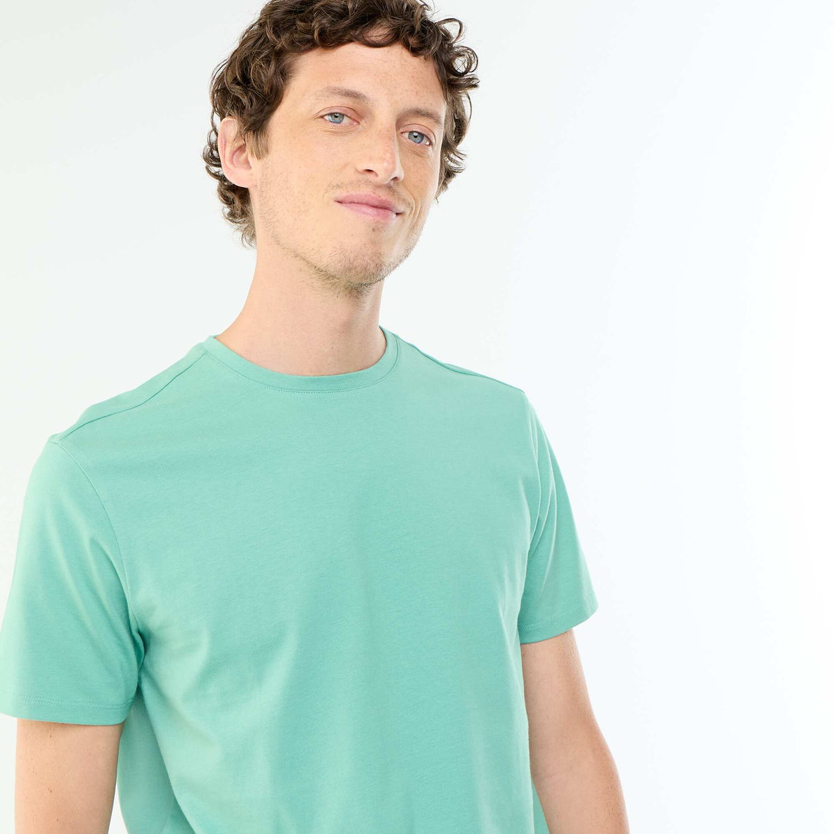 Camiseta de algodón con cuello redondo VERDE