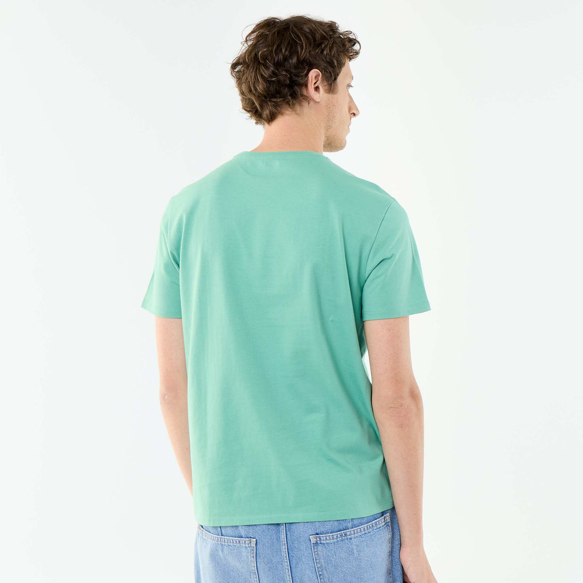 Camiseta de algodón con cuello redondo VERDE