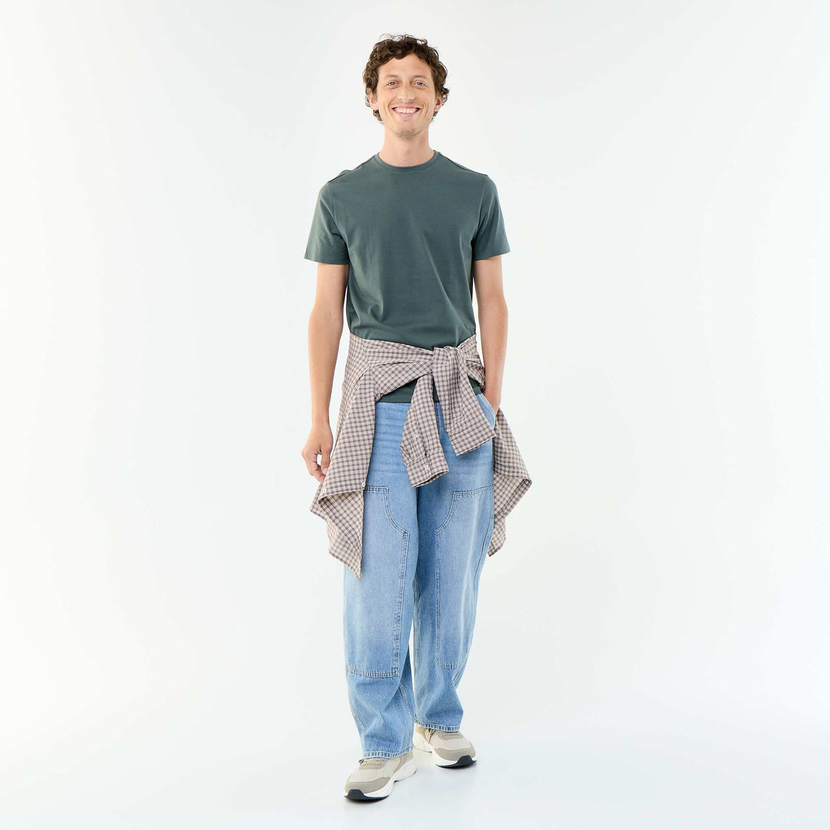 Camiseta de algodón con cuello redondo VERDE