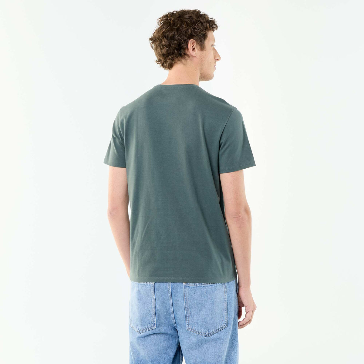 Camiseta de algodón con cuello redondo VERDE