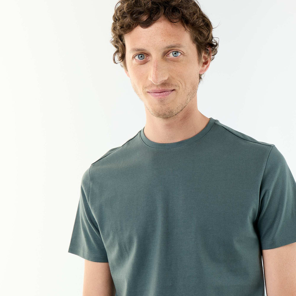 Camiseta de algodón con cuello redondo VERDE