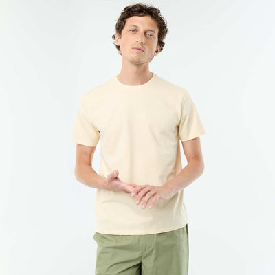 Camiseta de algodón con cuello redondo AMARILLO