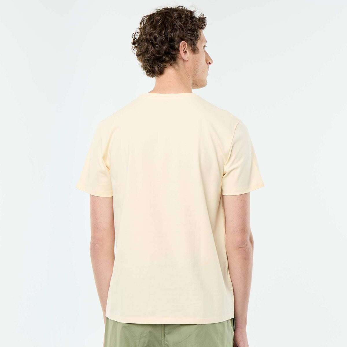 Camiseta de algodón con cuello redondo AMARILLO