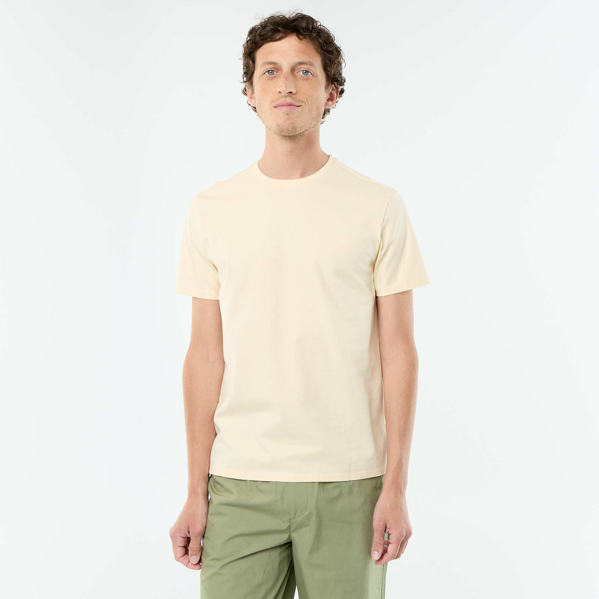 Camiseta de algodón con cuello redondo AMARILLO