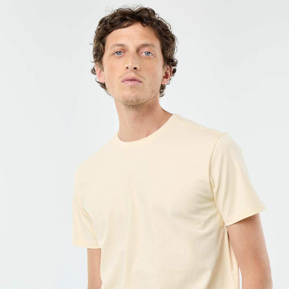 Camiseta de algodón con cuello redondo AMARILLO