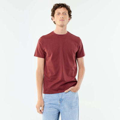 Camiseta de algodón con cuello redondo ROJO
