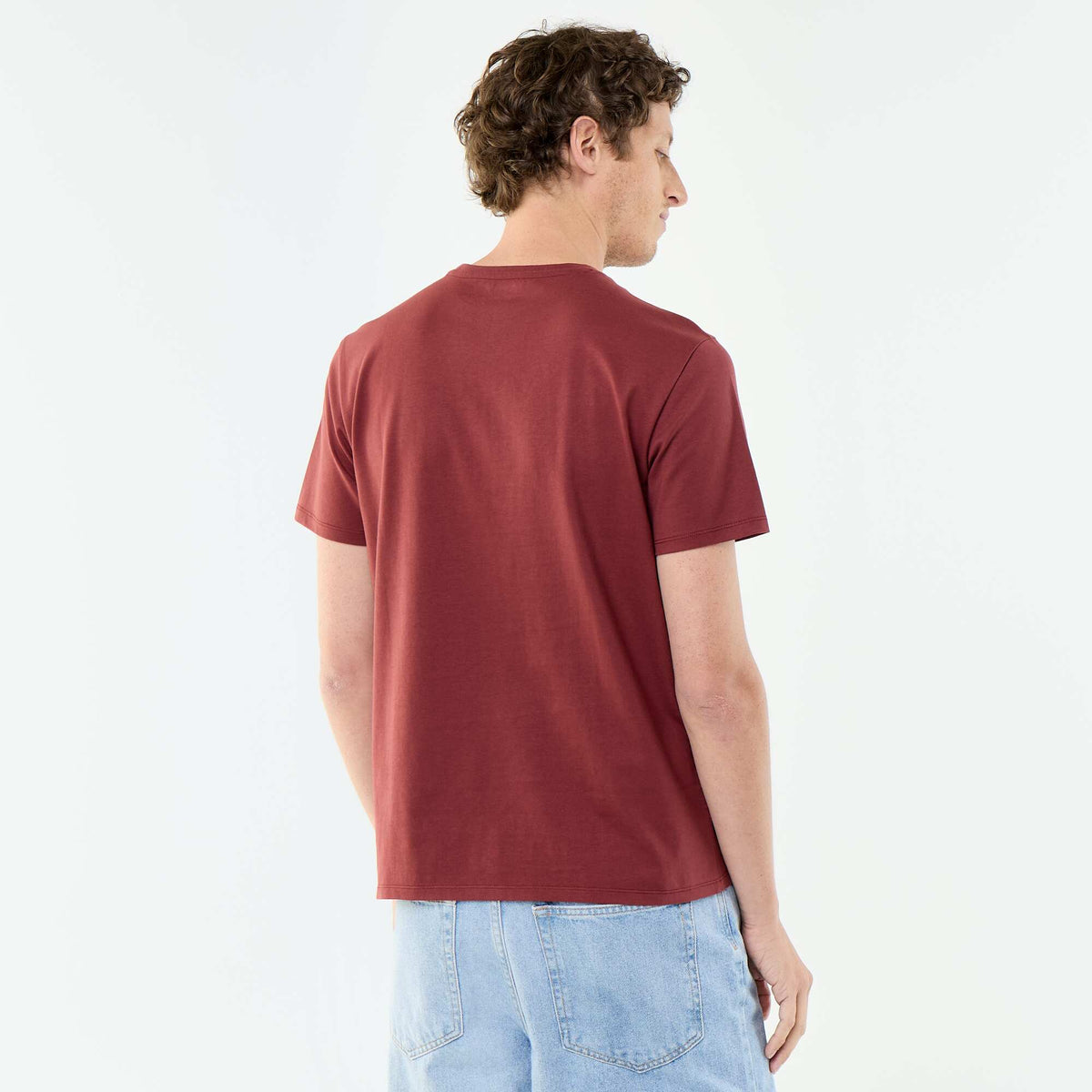 Camiseta de algodón con cuello redondo ROJO