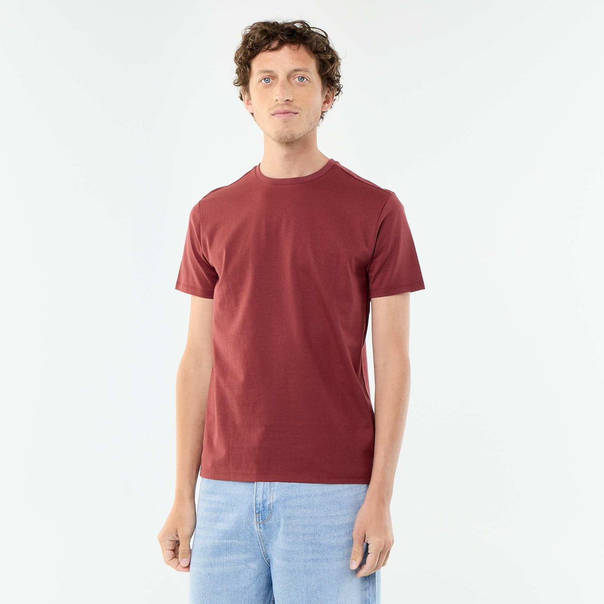 Camiseta de algodón con cuello redondo ROJO