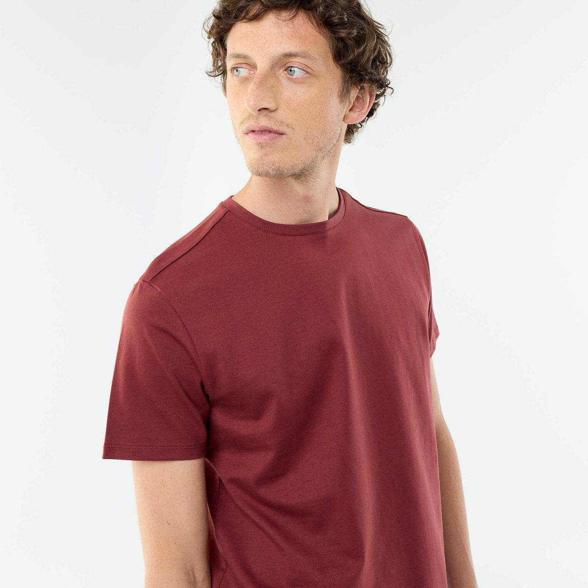Camiseta de algodón con cuello redondo ROJO