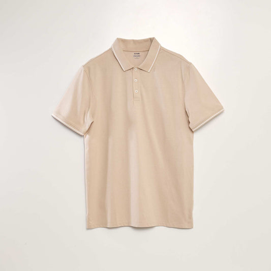 Remera de piqué de algodón de efecto moteado BEIGE