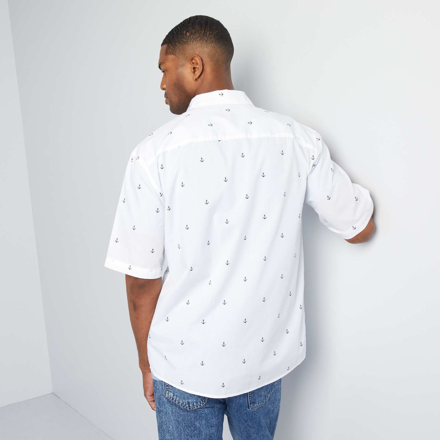 Camisa estampada de manga corta BLANCO