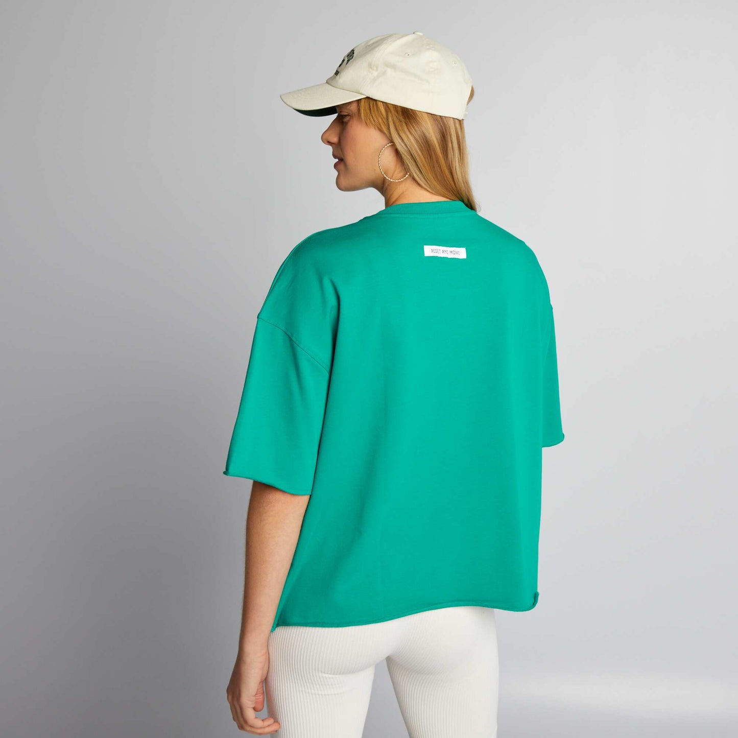 Camiseta de algodón con cuello redondo VERDE