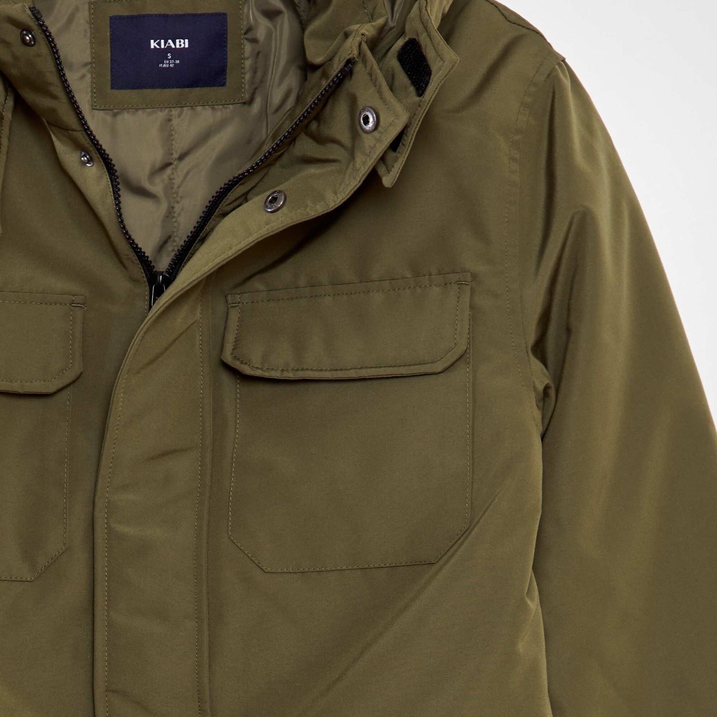 Parka corta impermeable con capucha KAKI