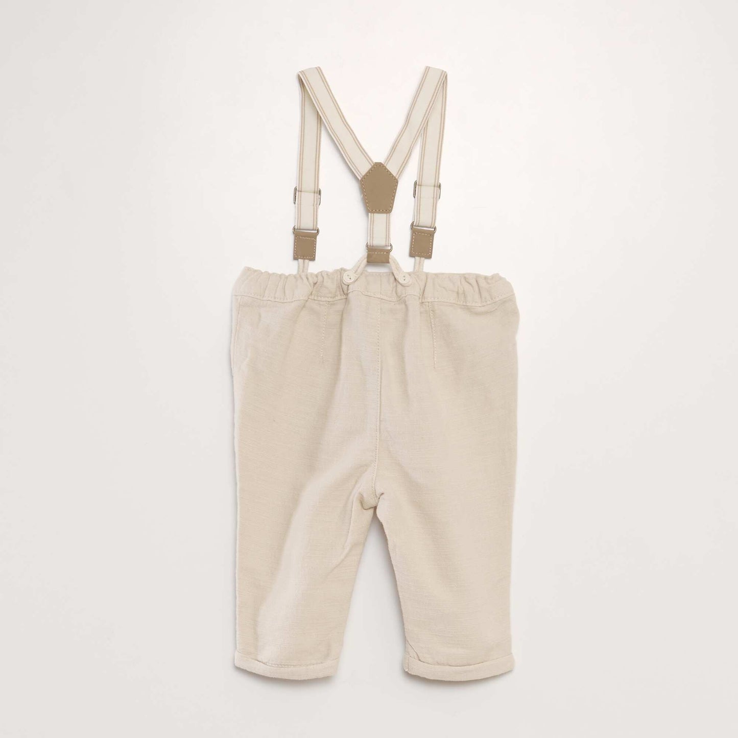 Pantalón chino de lino con tirantes BLANCO