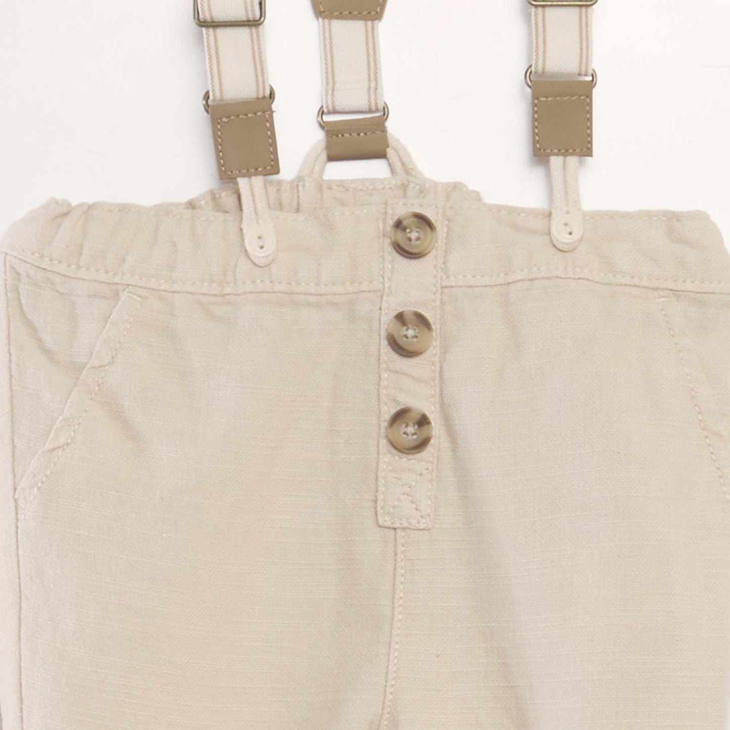 Pantalón chino de lino con tirantes BLANCO