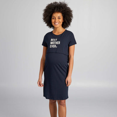 Camisón de lactancia con mensaje AZUL