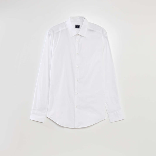 Camisa elástica slim fit blanco