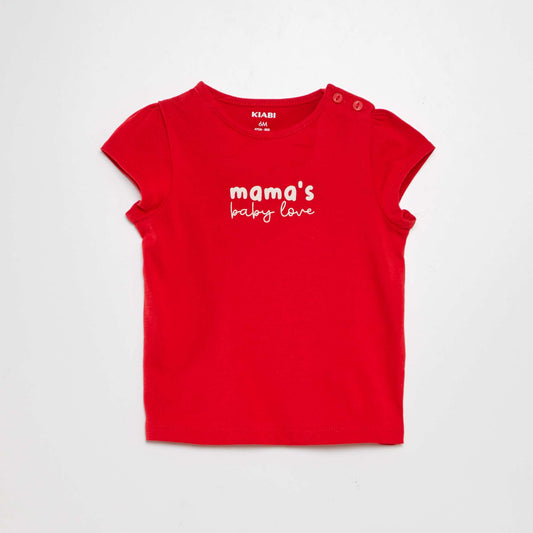 Camiseta con mensaje estampado ROJO