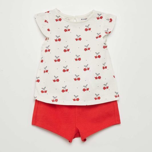 Conjunto de camiseta + short estampado - 2 piezas BLANCO