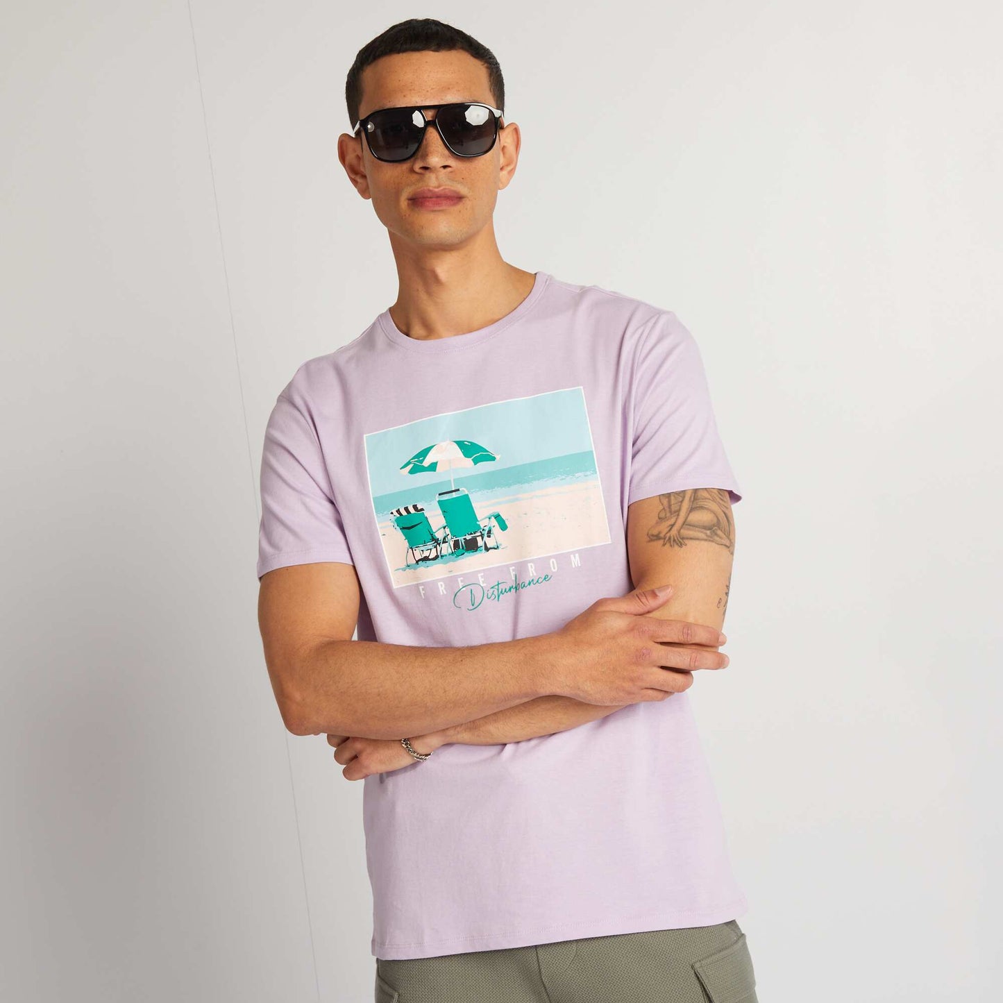 Camiseta de algodón estampada con cuello redondo PURPURA